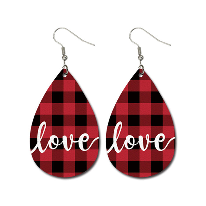 Valentine's Day Leather Earrings with Striped Heart, Car, and Love Design