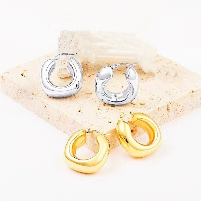 Exquisite Crescent Earrings Stainless Steel Hollow Design