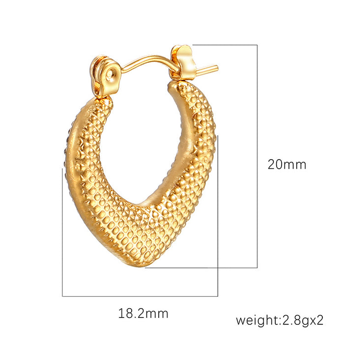 Heart stainless steel earrings simple style 18K gold plated earrings