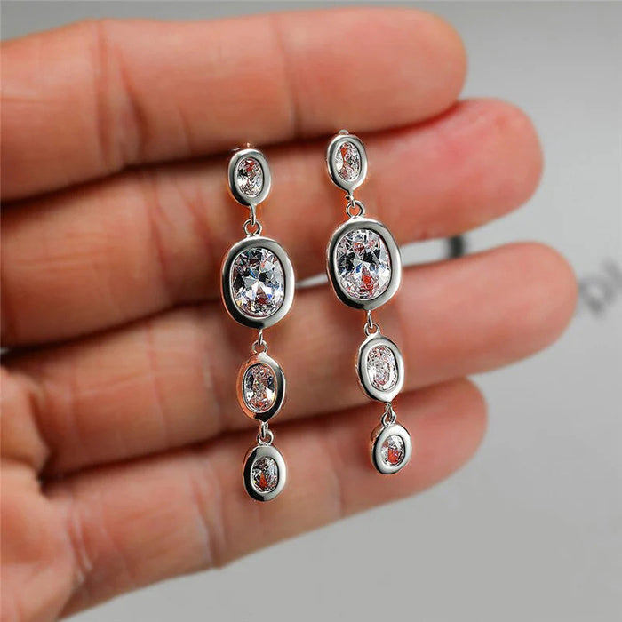 Imitation tassel earrings, sweet oval earrings