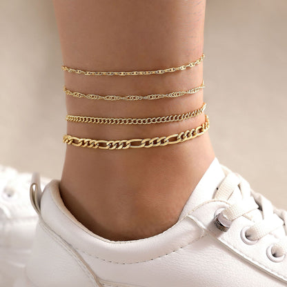 Fashion Chain Anklet Set with Simple Alloy Design