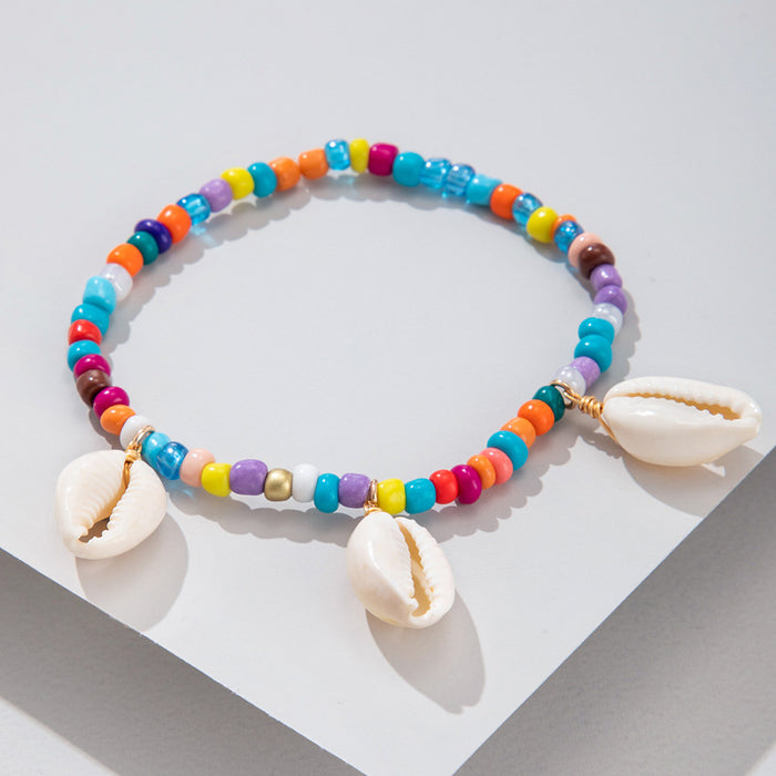 Colorful Shell Bracelet Set - Three-Piece Boho Beaded Jewelry