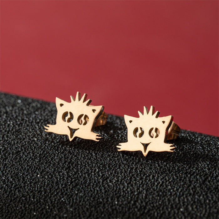 Lightning Cat Stainless Steel Stud Earrings - Simple and Stylish Jewelry