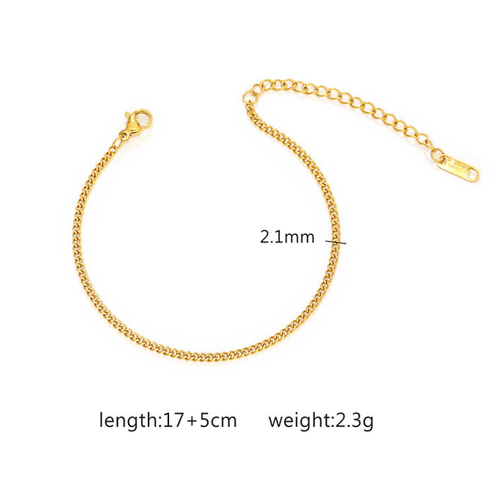 18K Gold Plated Stainless Steel Cuban Chain Women's Titanium Steel Bracelet