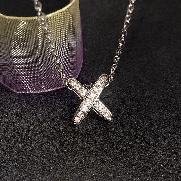 Letter X Pendant Forest Style Clavicle Chain Necklace for Women Students - wallojewerly 
