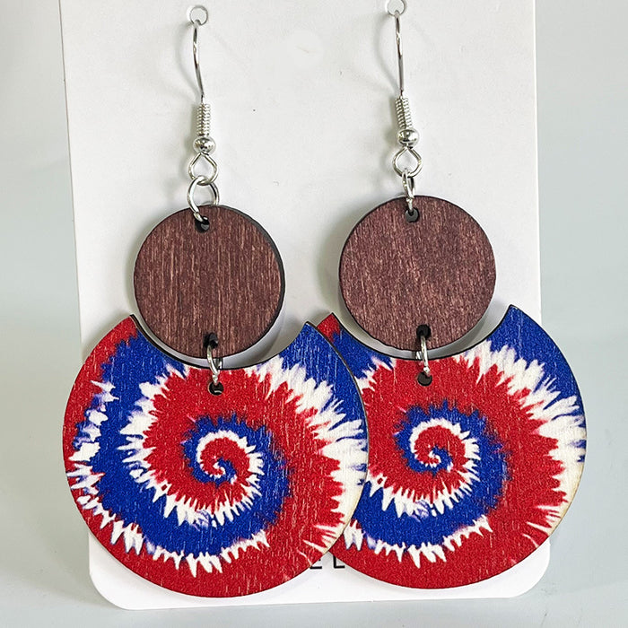 Wooden patriotic Independence Day earrings