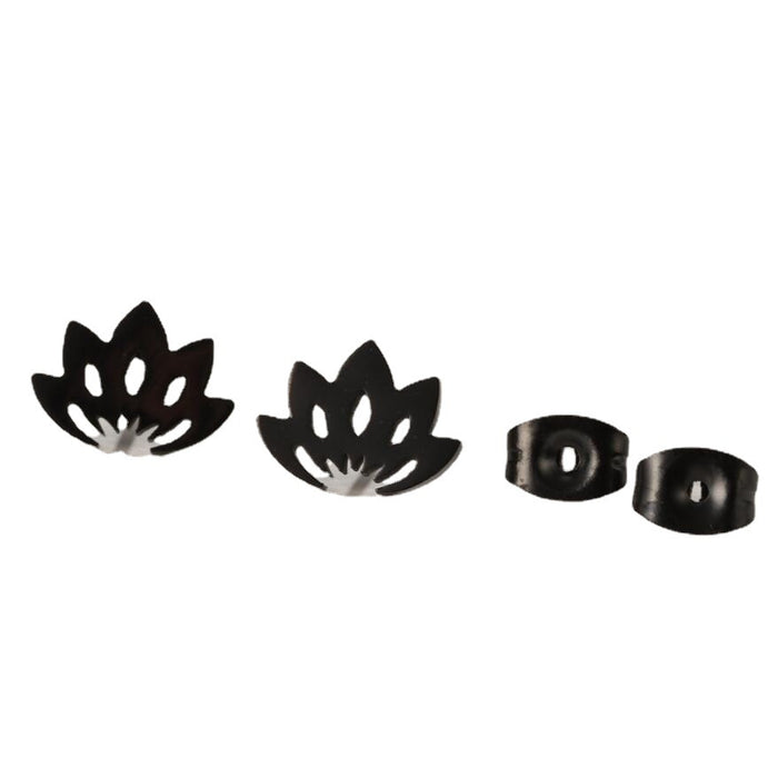 Lotus Flower Hollow Stainless Steel Stud Earrings - Simple and Elegant Floral Jewelry