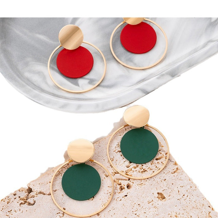 Round earrings set sequin two-piece earrings