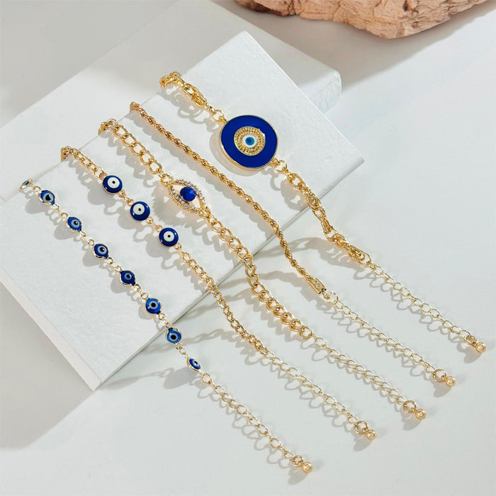 Bohemian Evil Eye Bracelet Set - Unique Diamond-Inlaid Jewelry