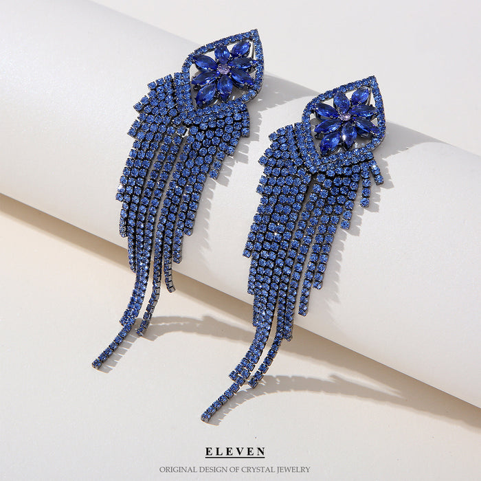 Elegant Zircon Tassel Earrings - Sparkling Dangles for a High-End Look