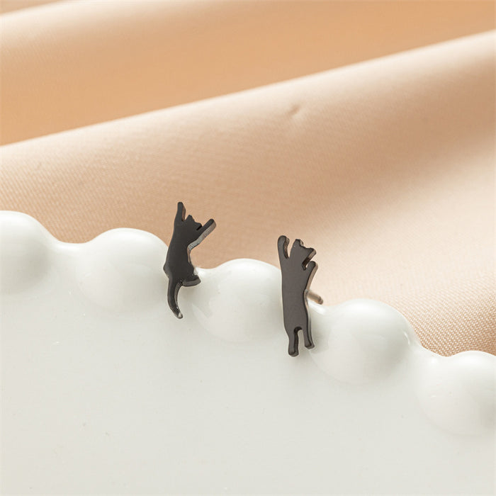 Asymmetric Animal Stainless Steel Stud Earrings - Cute and Playful Jewelry