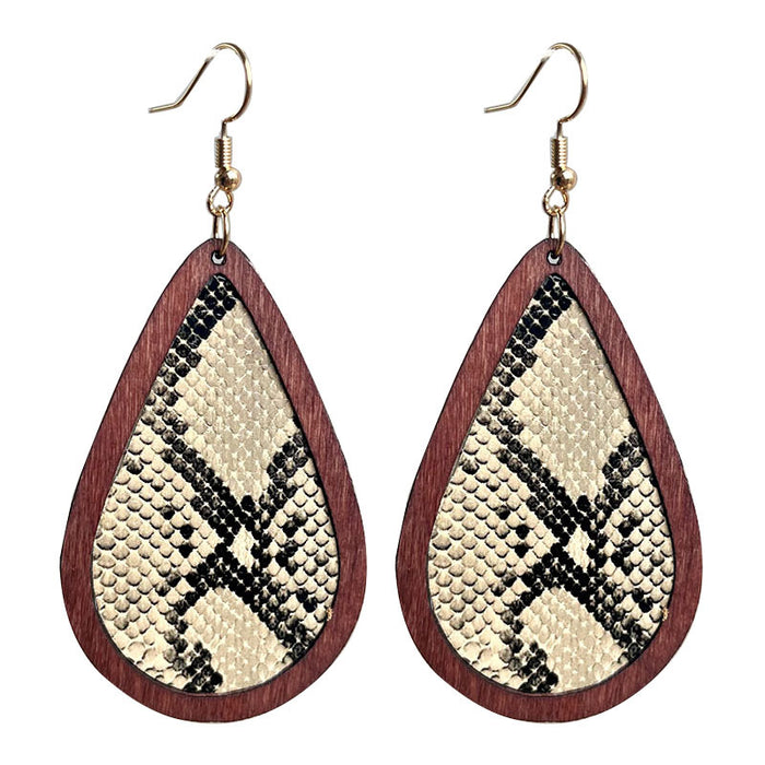 Wooden snake texture earrings