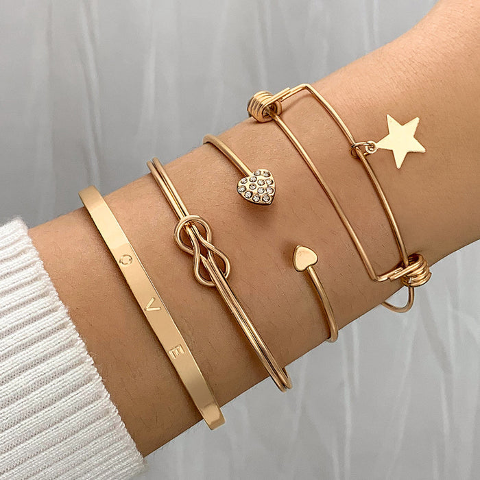 Wide Band Cuff Bracelet Set – Gold-Toned Statement Jewelry