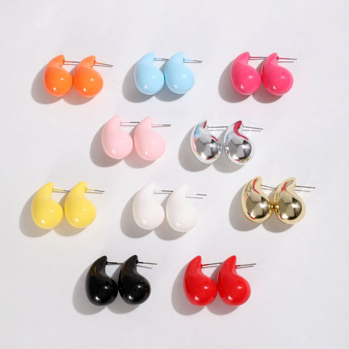 Colorful water drop earrings, cool and stylish simple earrings