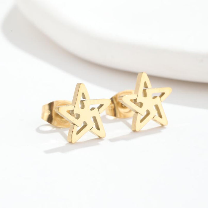 Pendientes de acero inoxidable con forma de estrella: joyas coreanas sencillas y elegantes