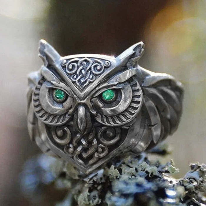 Retro 3D owl ring dark personality creative ring