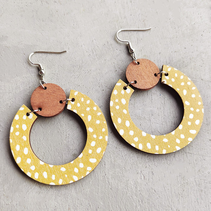 Wooden leopard print earrings