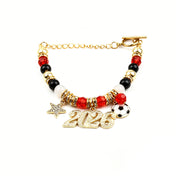 Wholesale 2026 World Cup Soccer Charm Bracelets - 18K Gold Plated Rhinestone Crystal Star Adjustable Chain for Football Fans - wallojewerly 