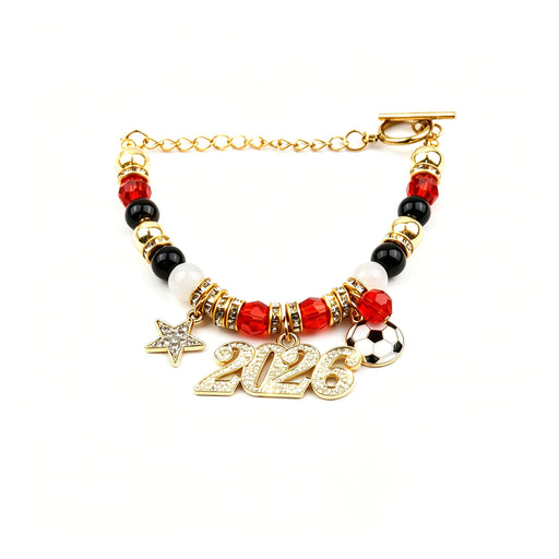 Wholesale 2026 World Cup Soccer Charm Bracelets - 18K Gold Plated Rhinestone Crystal Star Adjustable Chain for Football Fans - wallojewerly 