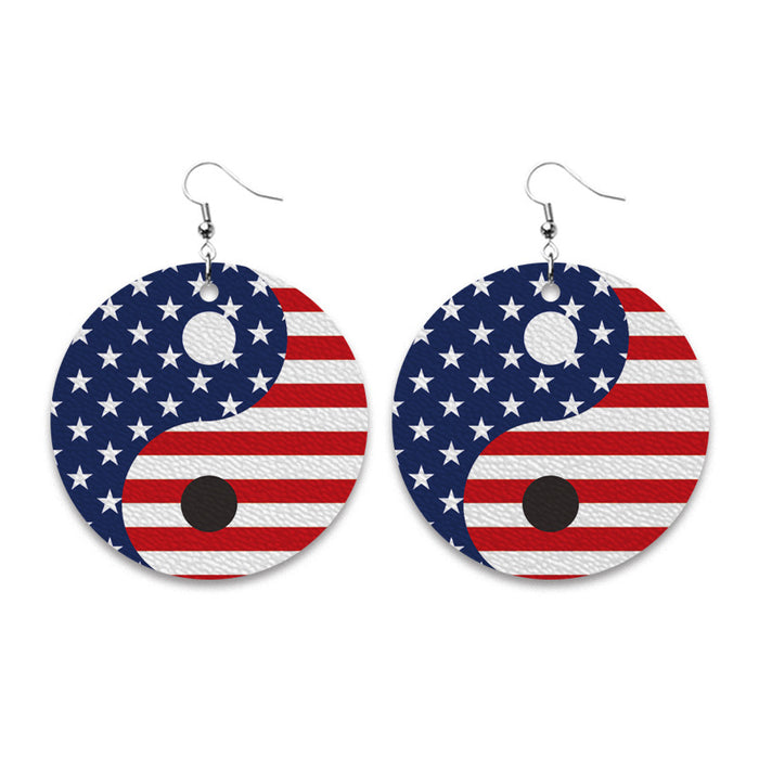 Independence Day Earrings with Peace Sign and Smiley Face for Holiday Gifts