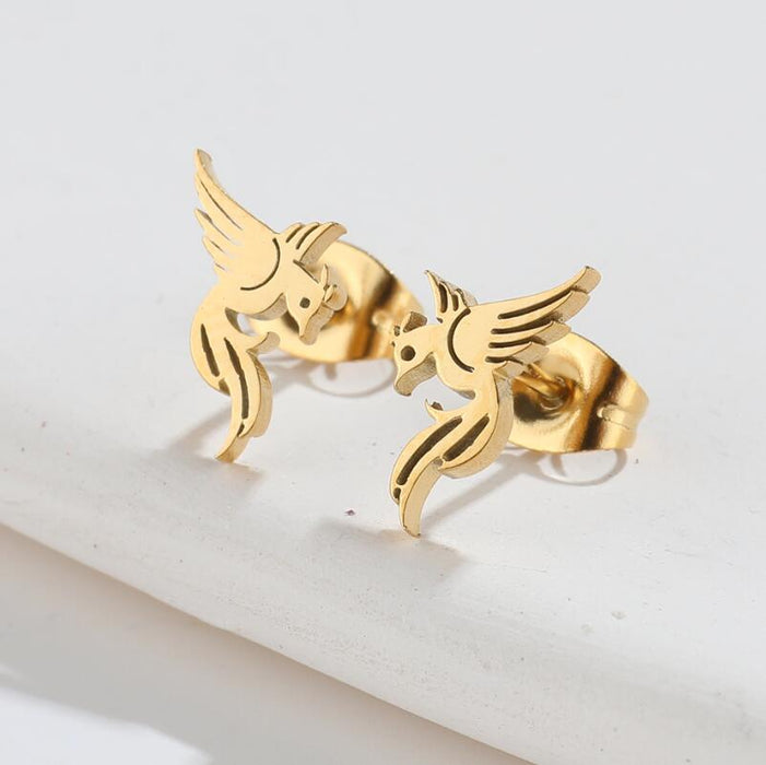 Phoenix Stainless Steel Stud Earrings - Mini and Elegant Animal Jewelry