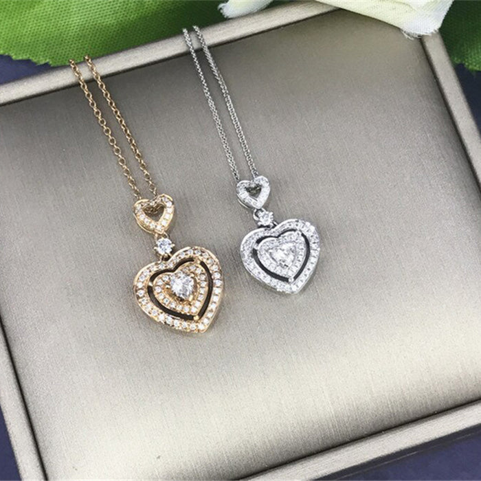 Heart-shaped wedding necklace high-grade zircon inlaid diamond bridal accessories