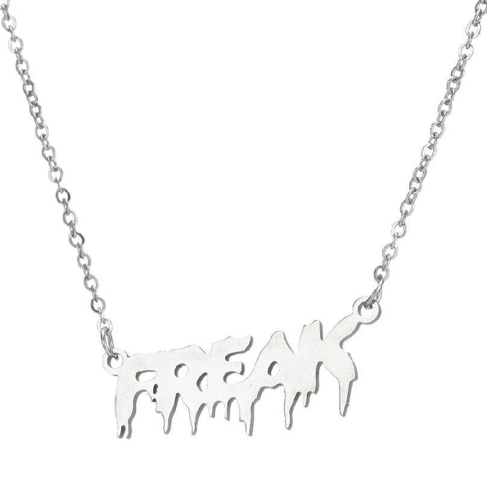 FREAK letter necklace, European and American stainless steel niche design clavicle chain ins accessories wholesale