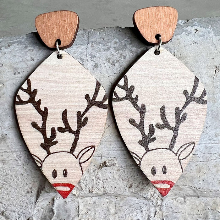 Wooden Christmas earrings