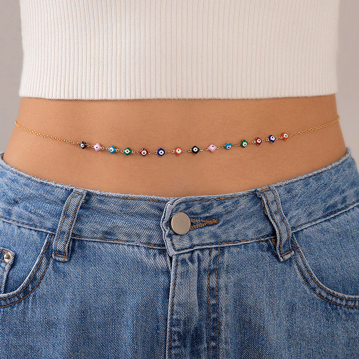 Colorful oil drop bead chain bohemian geometric waist chain