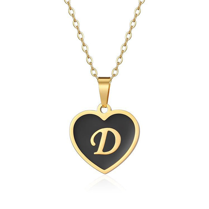 European and American new stainless steel letter necklace, gold titanium steel clavicle chain