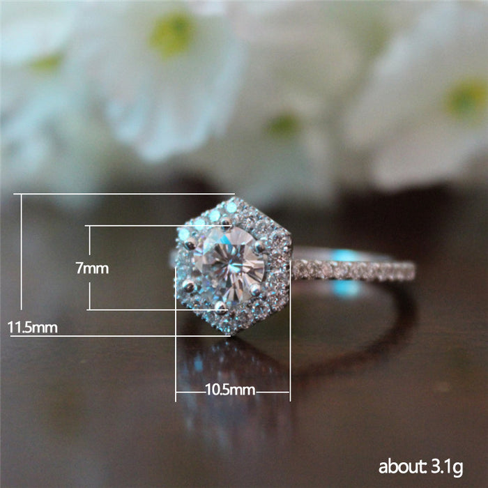 Platinum plated zircon wedding proposal ring