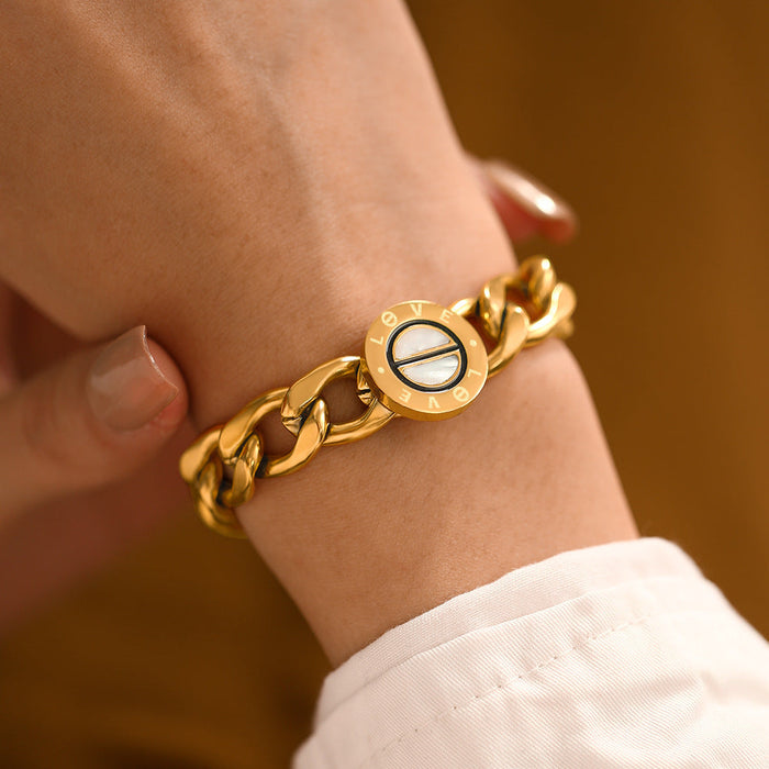 Stainless steel gold-plated geometric bracelet （Minimo de compra 2） - wallojewerly 