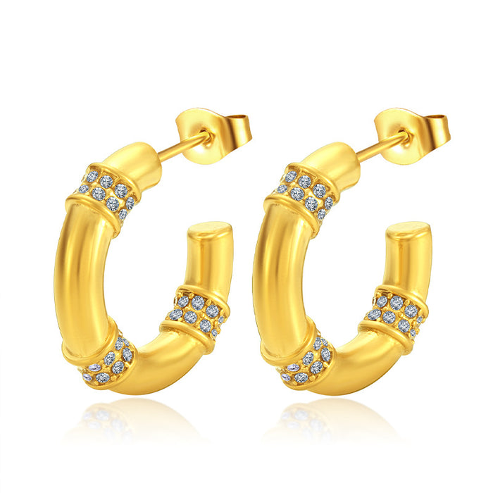 18K gold plated U-shaped stainless steel earrings exquisite earrings