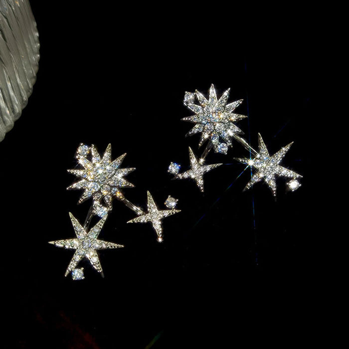 Six-pointed star diamond earrings