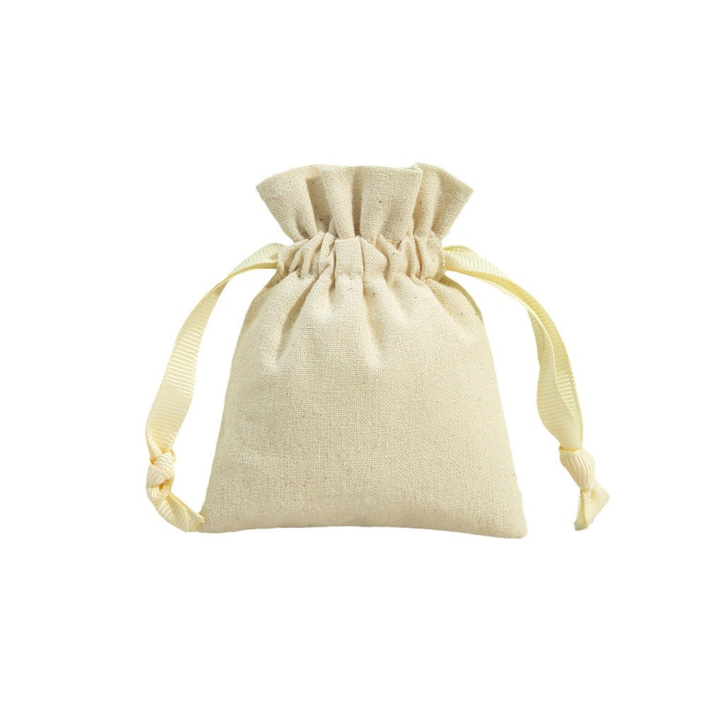 Drawstring cotton linen color wood ear ornaments storage bag - wallojewerly 