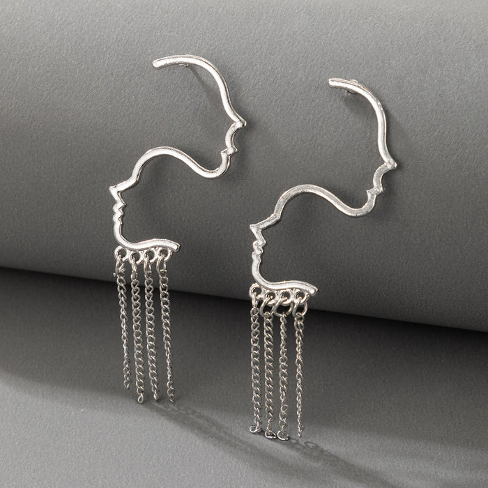 Beauty face contour tassel earrings