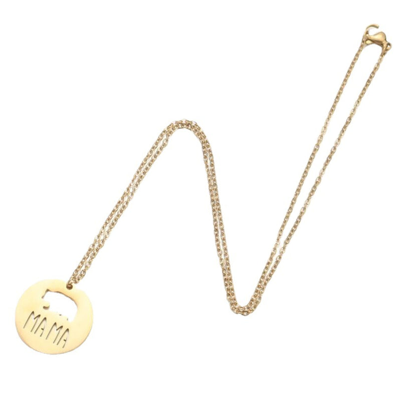 MAMA Mama Bear Pendant Necklace, Stainless Steel Mother's Day Women's All-match Clavicle Chain Wholesale