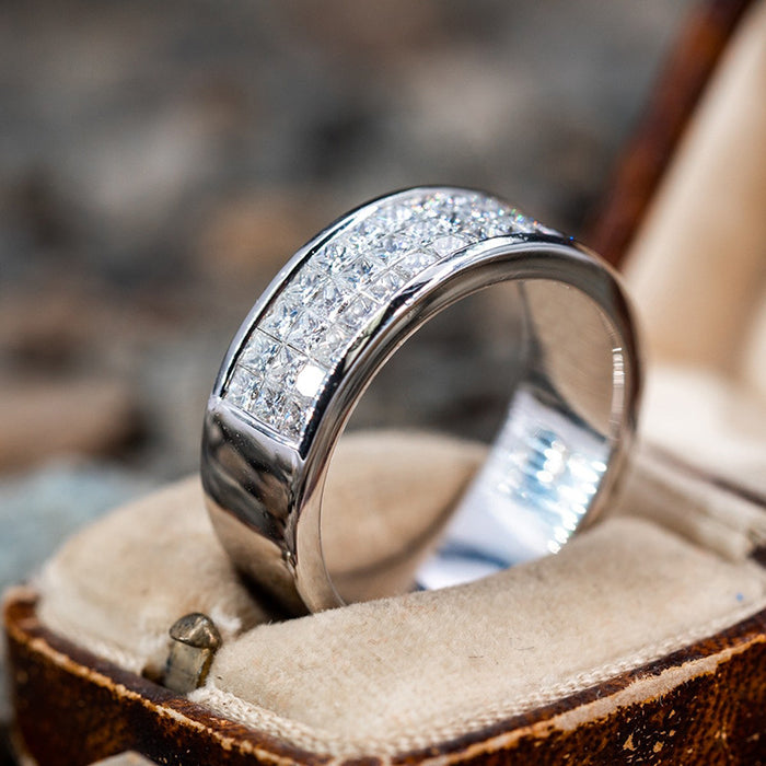 Zircon Qixi Festival inlaid with zircon simple ring female wedding style