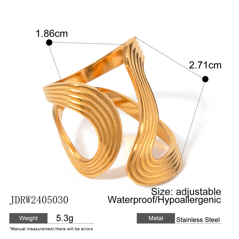 Stainless steel gold exaggerated ring