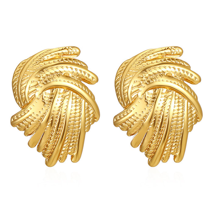 Wheat ear irregular stainless steel earrings retro light luxury earrings