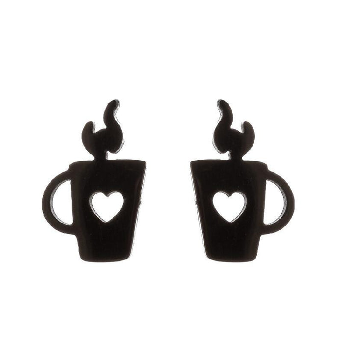 Cup Candle Stainless Steel Stud Earrings - Punk-Style Geometric Jewelry