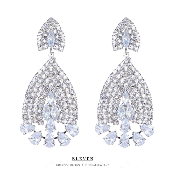 Stylish Geometric Earrings - Flashy Rhinestone Jewelry for Women