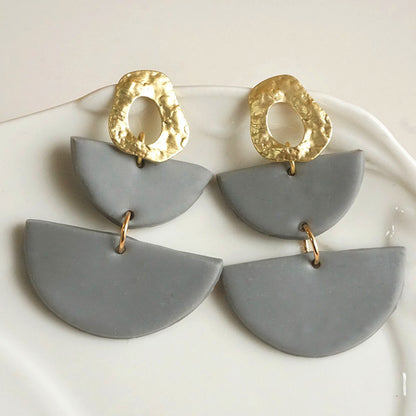 Trendy Geometric Half-Moon Metal Clay Earrings - DIY Inspired Modern Jewelry