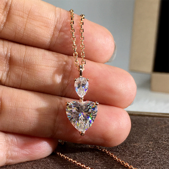 Cold style niche love necklace, yellow diamond zircon pendant