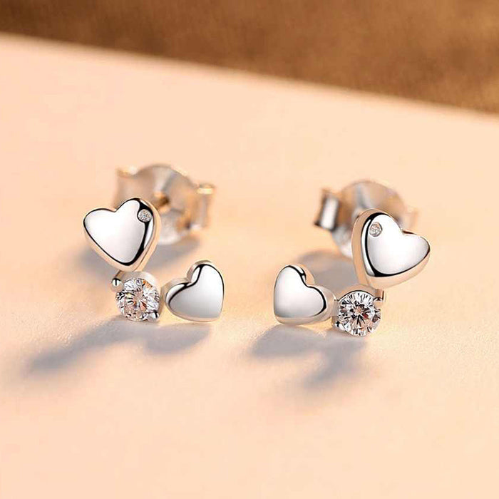 Heart-shaped zircon earrings for students