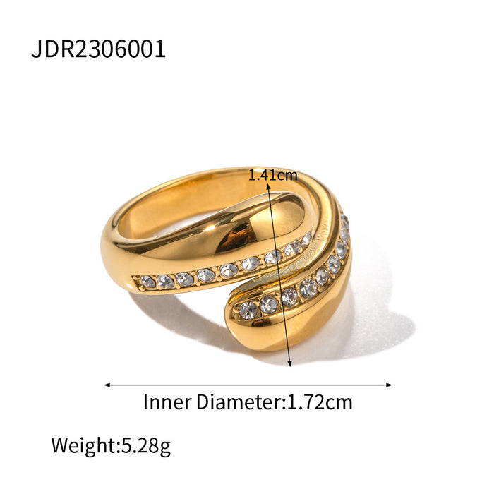 Elegant 18K Gold Plated Stainless Steel Ring with Geometric Design