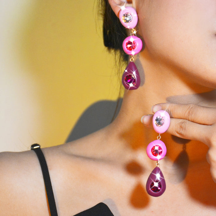 Geometric Resin Acrylic Earrings - Trendy Multi-Layer Dangles for a Vintage Style