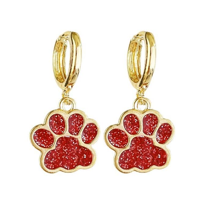 Sporty Colorful Hoop Earrings with Football and Bear Paw Designs