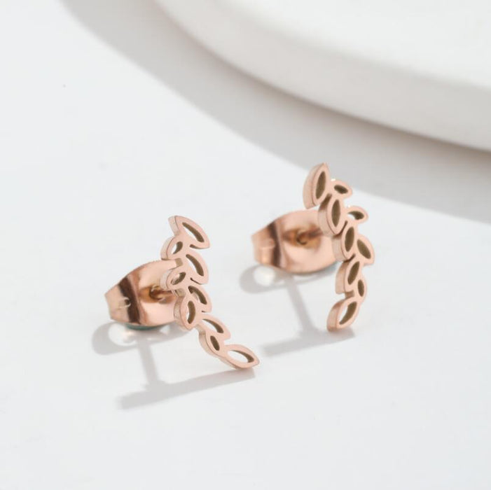 Pendientes de acero inoxidable con forma de espiga de trigo: joyas con diseño hueco de estilo francés