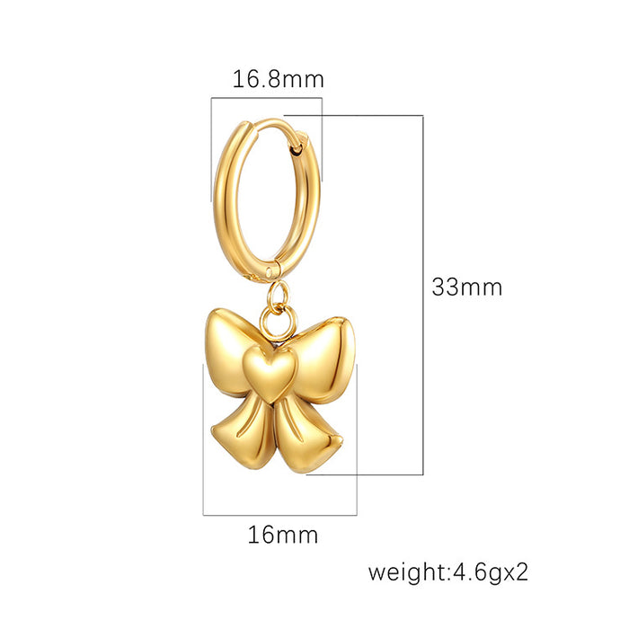 Bowknot Retro Light Luxury Earrings 18K Gold Pendant Design